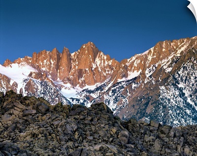 The Alabama Hills lead to Mt Whitney and the Sierra Nevada Mountains in California