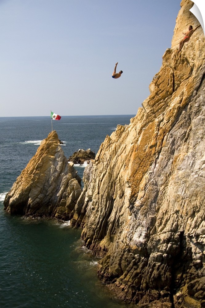 The La Quebrada Cliff Divers perform for the public from the cliffs of La Quebrada in Acapulco, Guerrero, Mexico.