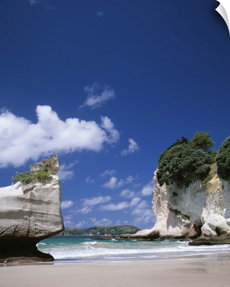 The sand beach at Catherdral Cove on the Coromandel Peninsula of the North Island of New Zealand