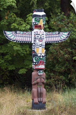 Totem pole located in Stanley Park at Vancouver, British Columbia, Canada