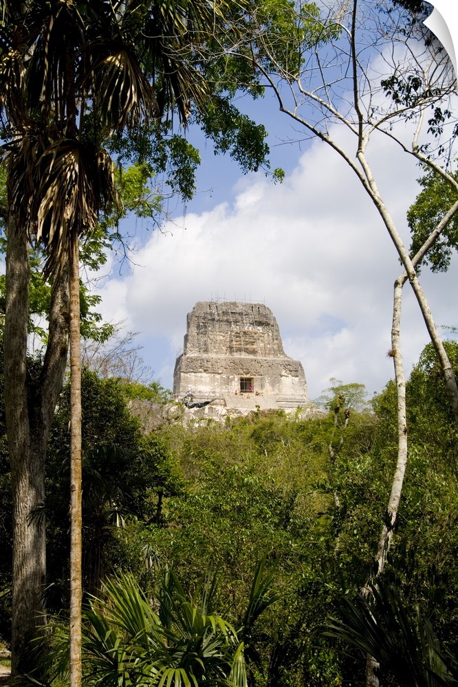 Tower IV, the tallest ruin in the Americas at the famous Mayan Ruins in the Gran Plaza, showing the civilization of histor...