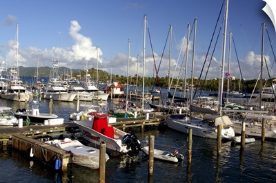 US Virgin Islands, St. Thomas, Red Hook, Popular pier area near the ferry dock