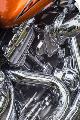 USA, Massachusetts, Essex, Motorcycle Engine Detail