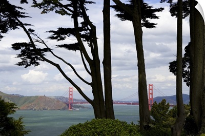 View of Golden Gate Bridge from Lincoln Park, San Francisco, CA