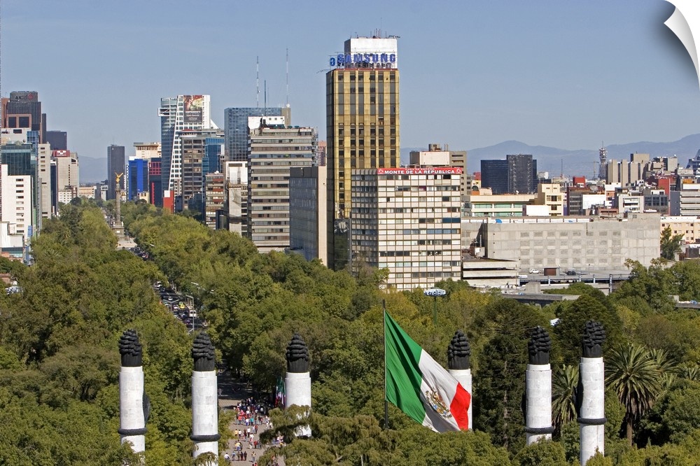 View of the Paseo de la Reforma in Mexico City, Mexico.