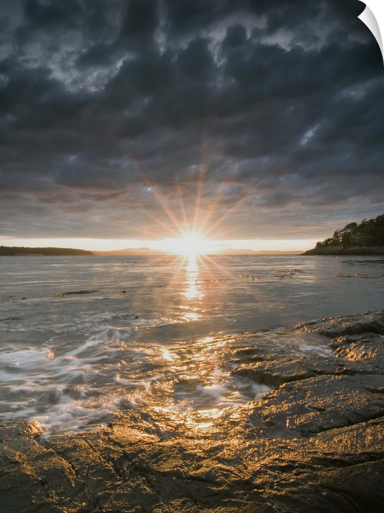 USA, Washington, San Juan Islands. A brilliant sunset at Shark Reef Park on Lopez Island.