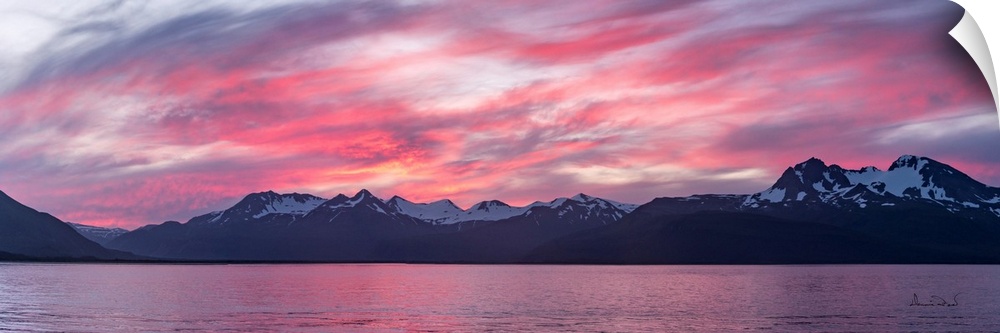 Sunset over the mountains in Katmai National Park, Alaska.