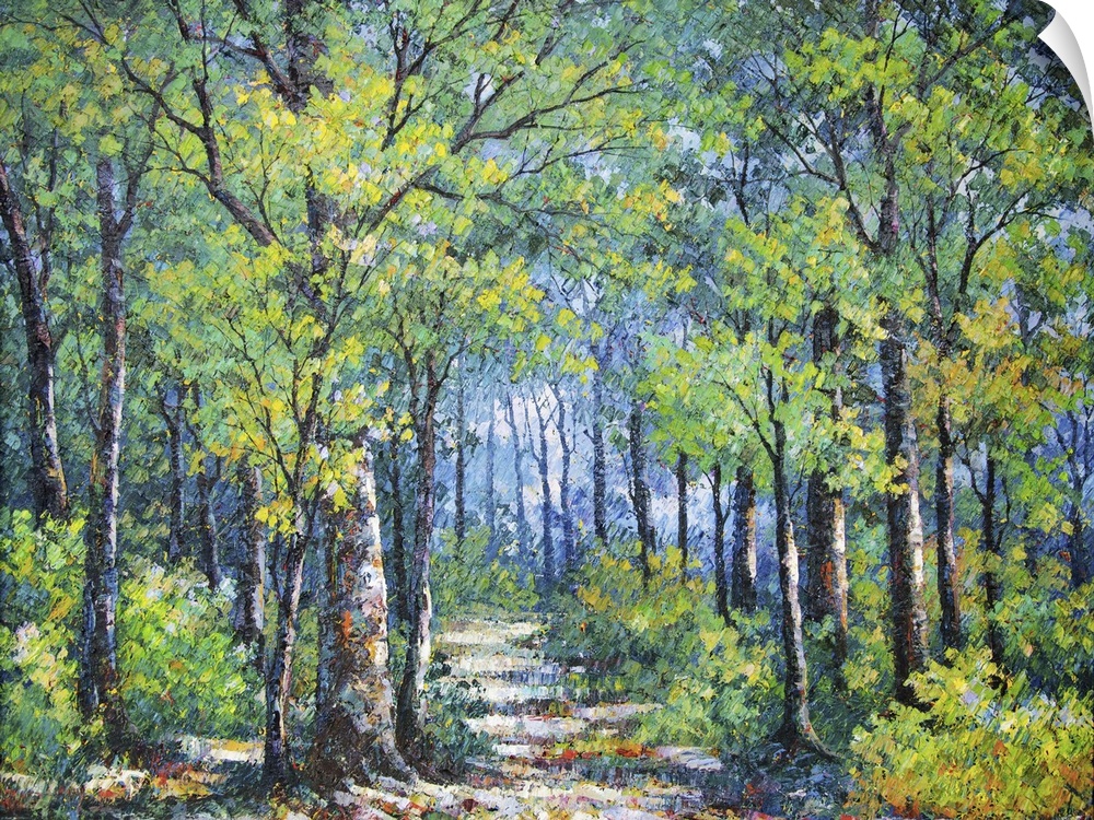 Originally an oil painting of a walkway in forest.
