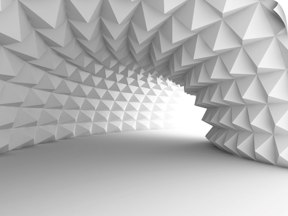 Abstract architecture tunnel with light background. 3D render illustration.