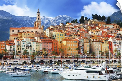 Beautiful Menton, Colorful Port Town, Border France, Italy