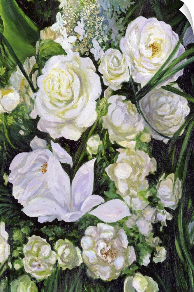 Bouquet of white roses. Originally oil on canvas.