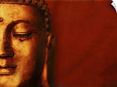 Buddha Face With Red Background