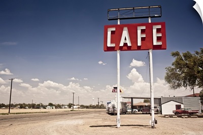 Cafe Sign Along Historic Route 66 In Texas