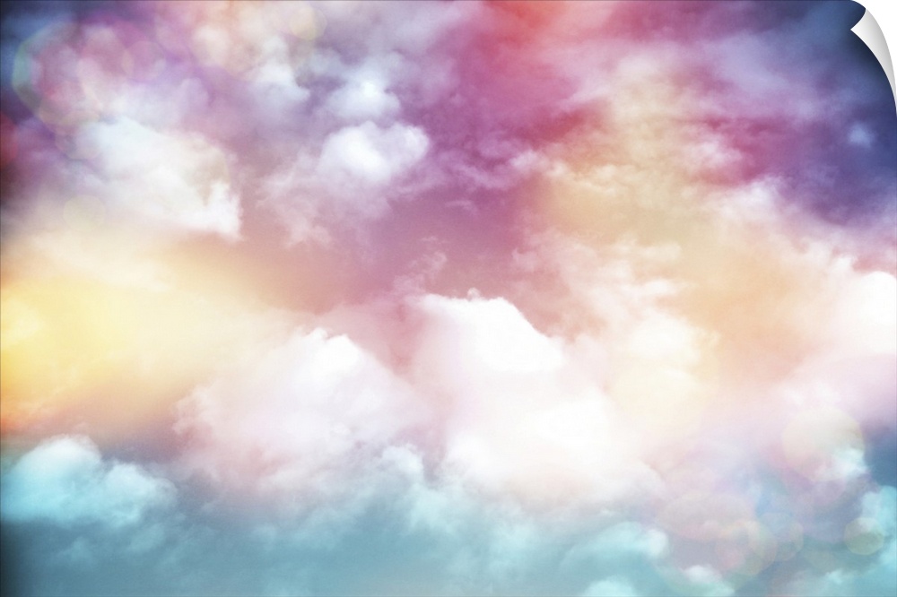 Colorful clouds with lens flare.