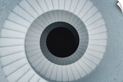 Concrete Stairwell With Blank Black Circle