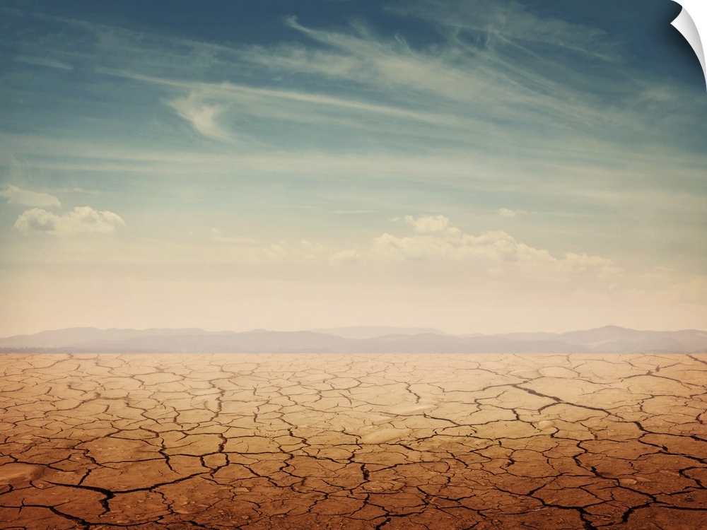Desert landscape background - global warming concept.