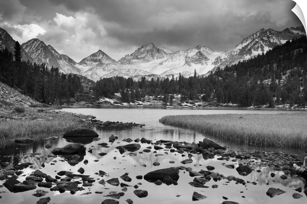 Dramatic Landscape of a mountain in black and white.