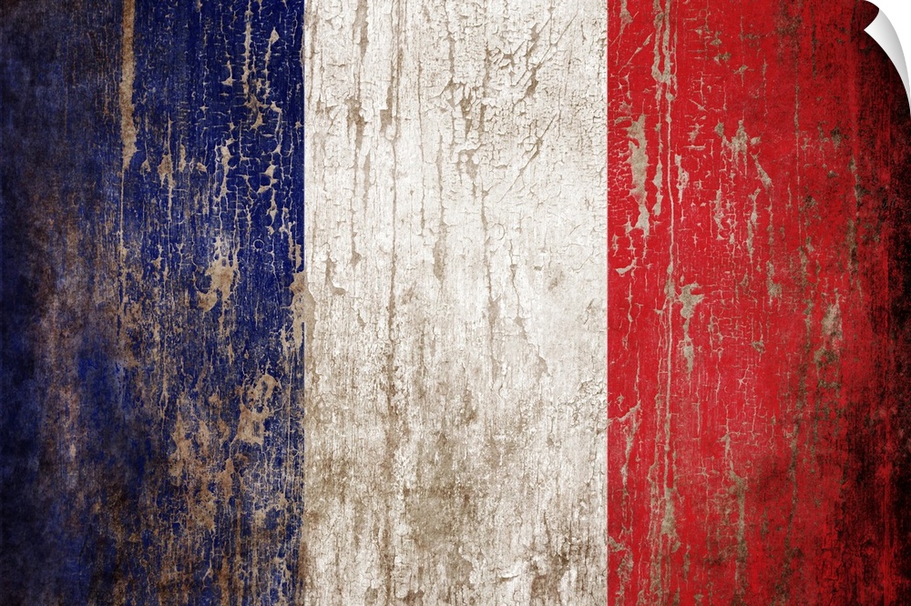 Grunge textured flag of France.
