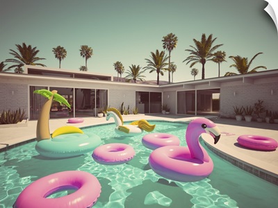 Floats In A Retro Style Pool