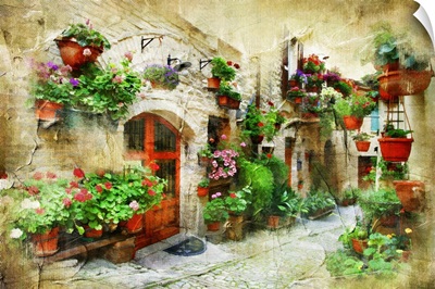 Floral Streets Of Spello, Umbria, Italy