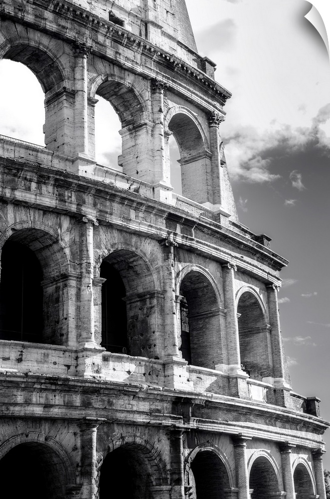Great colosseum, Rome, Italy. Black and white photo.