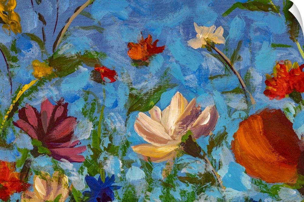 Impressionist floral painting originally in oil.