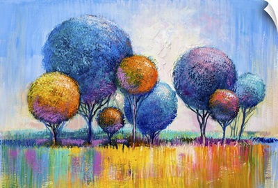 Impressionist Landscape With Colorful  Trees