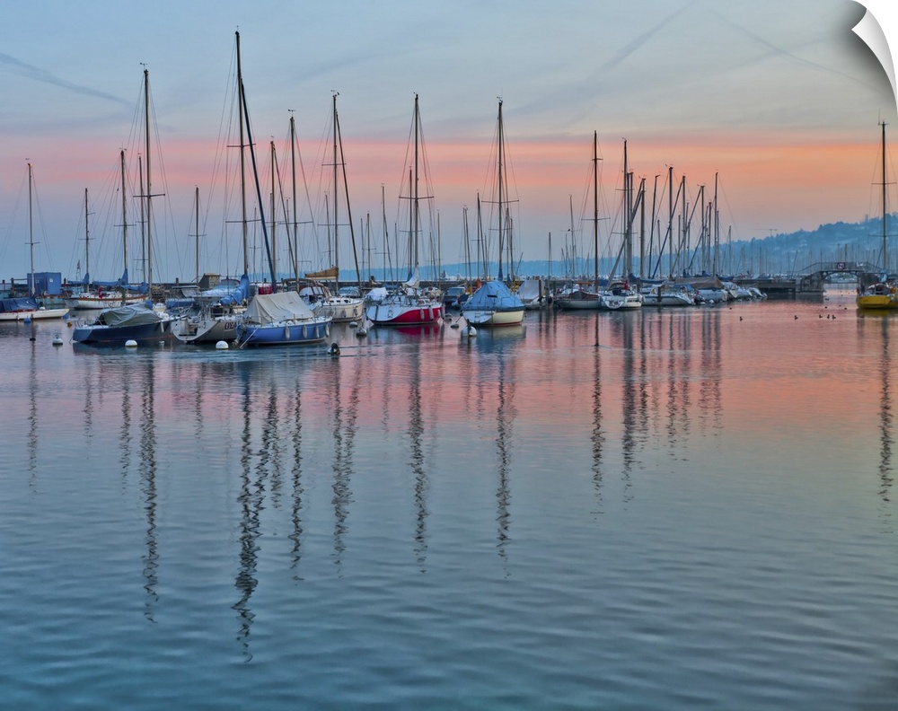 Dawn at a marina at Lake Geneva, Switzerland.