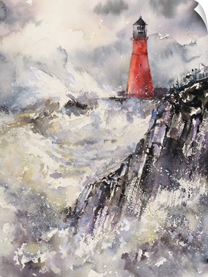 Lighthouse In Stormy Landscape