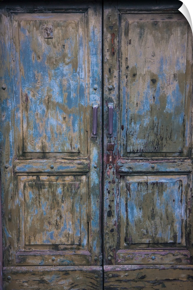 Old green wooden door.