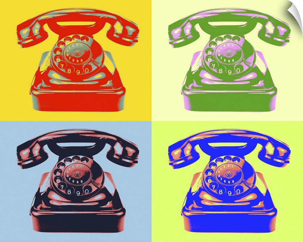 Old phone pop art style image. Originally an Illustration.