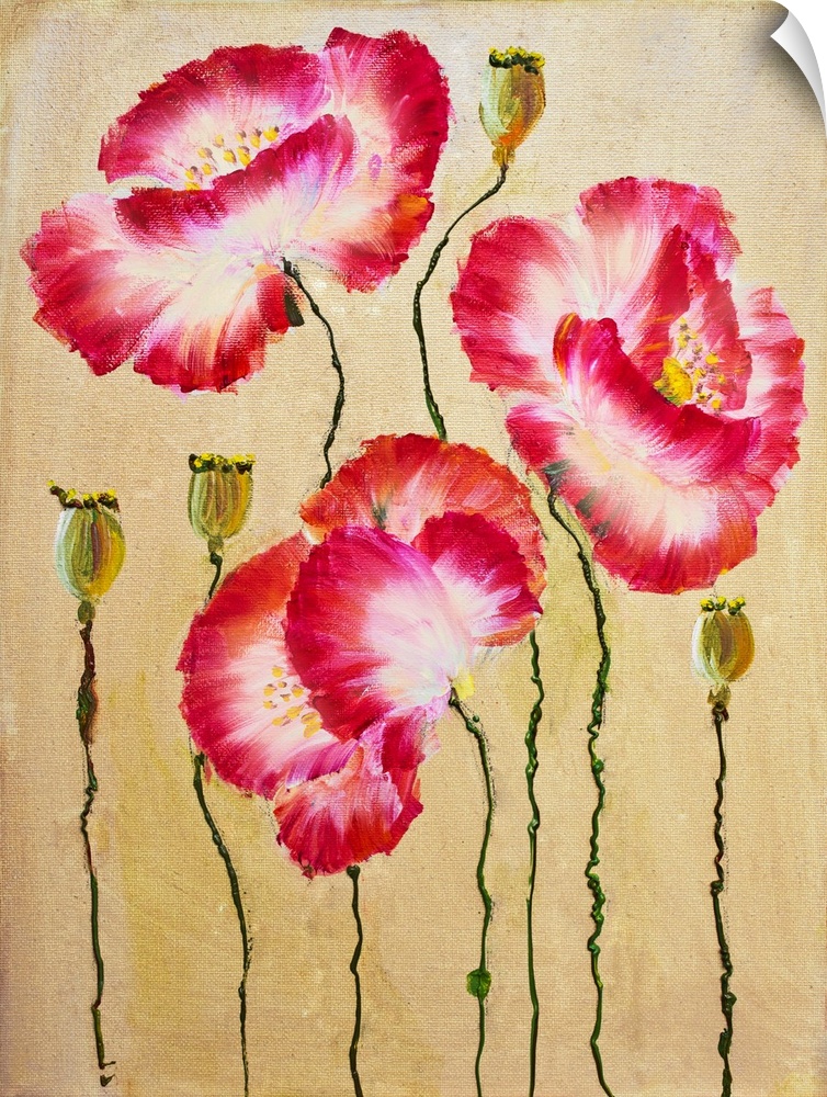 Red poppies. Originally an oil painting.