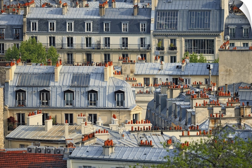 Roofs in residential quarter of Montmartre in Paris.
