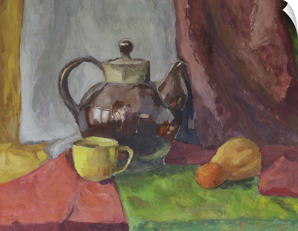 Still life with teapot. Originally a painting of gouache on paper.