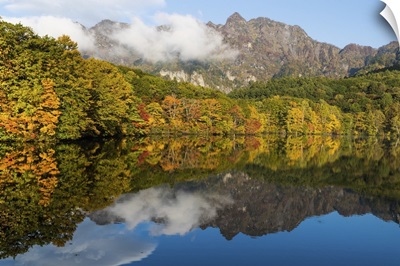 View Of Togakushis Lake With Colorful Trees In Autumn