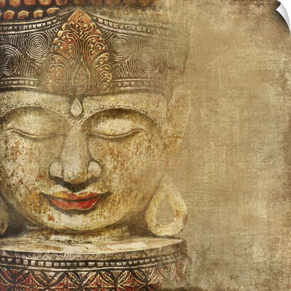 Vintage image with Buddha head.