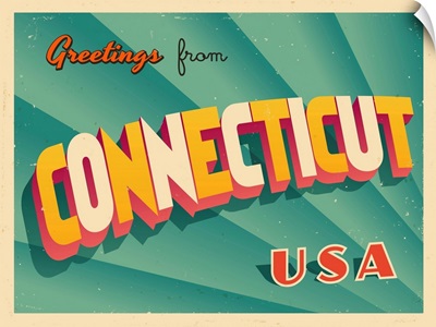 Vintage Touristic Greeting Card - Connecticut