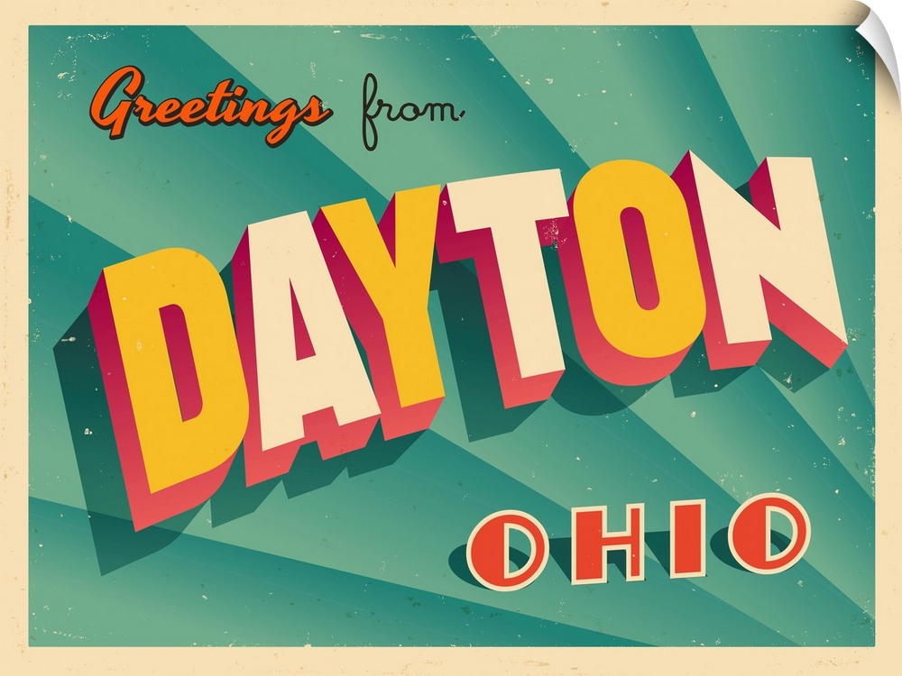 Vintage touristic greeting card - Dayton, Ohio.