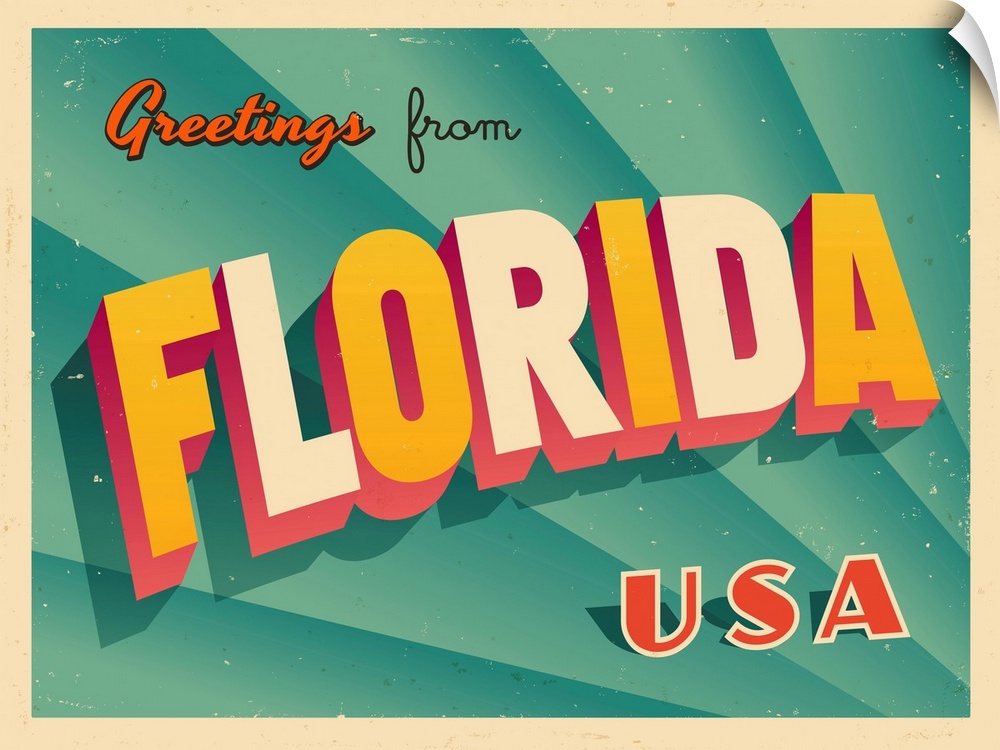 Vintage touristic greeting card - Florida.