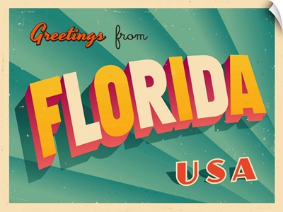 Vintage Touristic Greeting Card - Florida