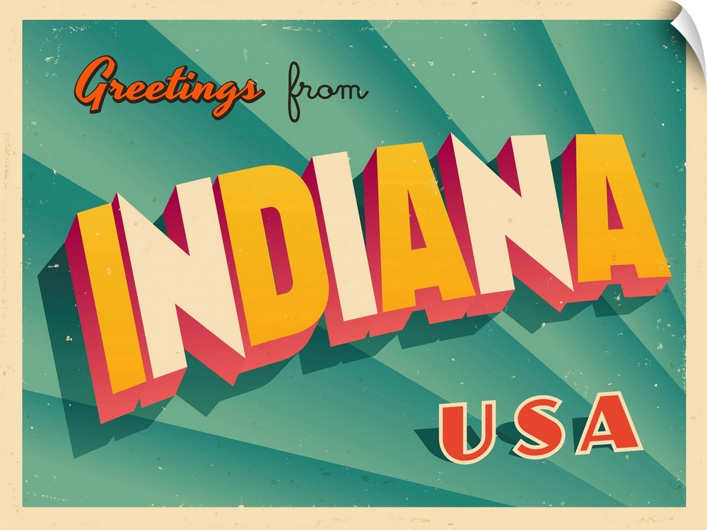 Vintage touristic greeting card - Indiana.