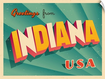Vintage Touristic Greeting Card - Indiana