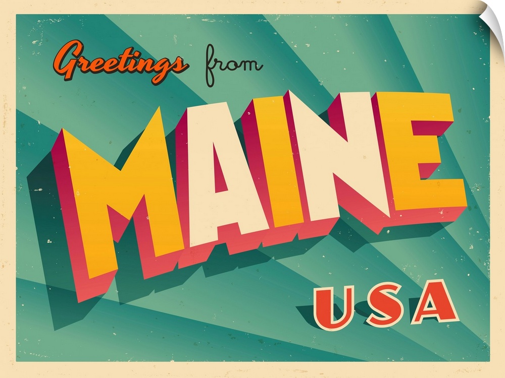 Vintage touristic greeting card - Maine.