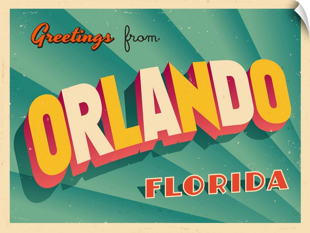 Vintage touristic greeting card - Orlando, Florida.