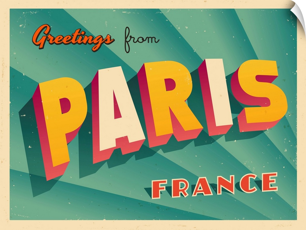 Vintage touristic greeting card - Paris, France.