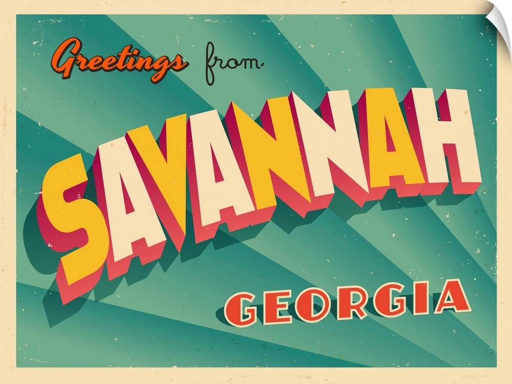 Vintage touristic greeting card - Savannah, Georgia.