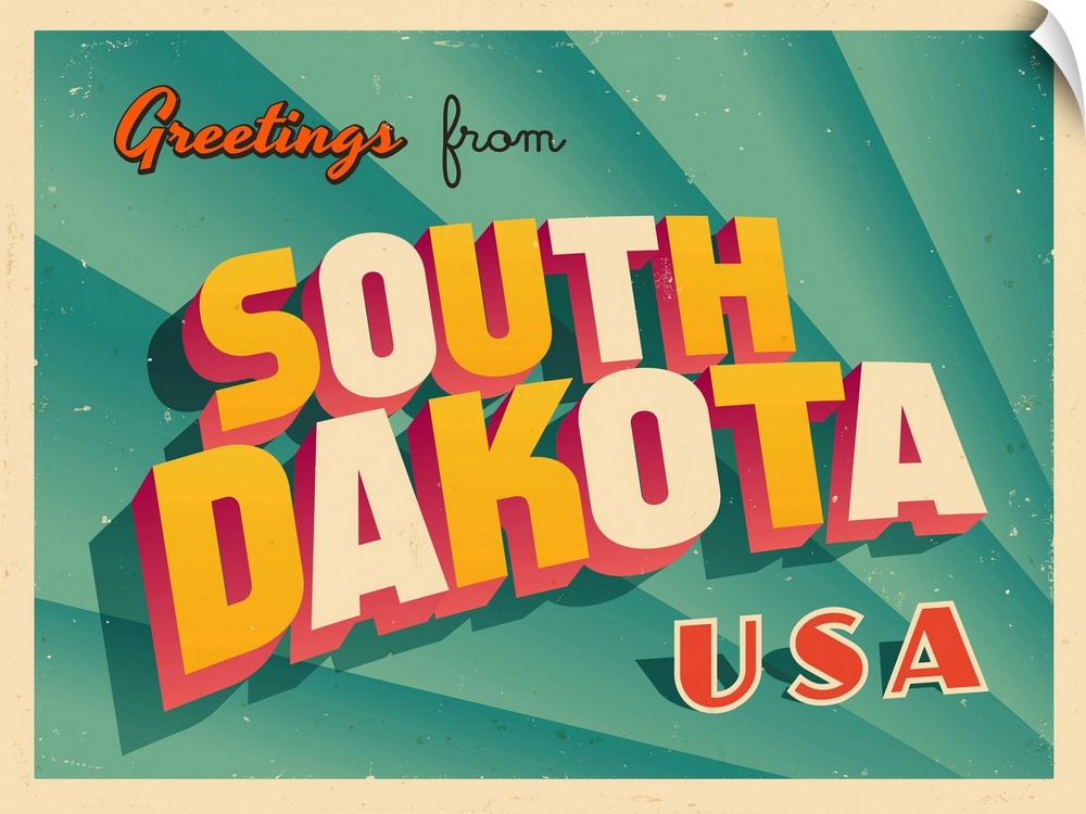 Vintage touristic greeting card - South Dakota.