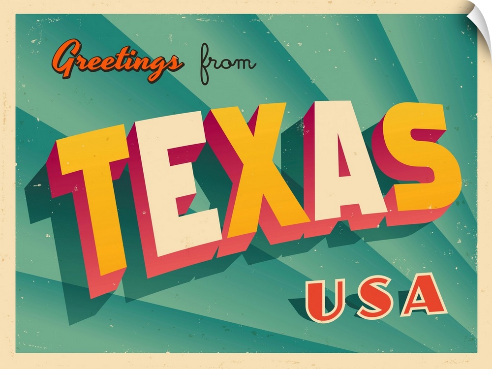 Vintage touristic greeting card - Texas.