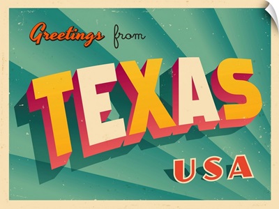 Vintage Touristic Greeting Card - Texas