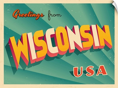 Vintage Touristic Greeting Card - Wisconsin